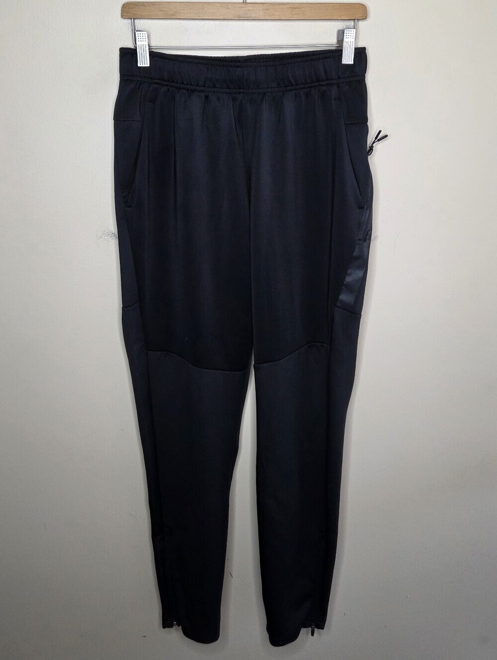 Member's Mark Tech Black Athletic Knit Pull-on Pants Ankle Zippers Size Medium